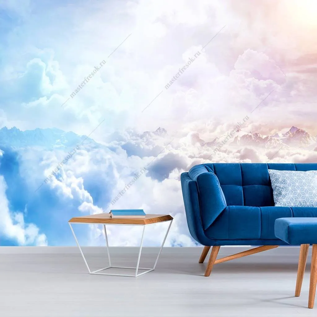 Фотообои в интерьере рассвет в облаках  9-1153 фото