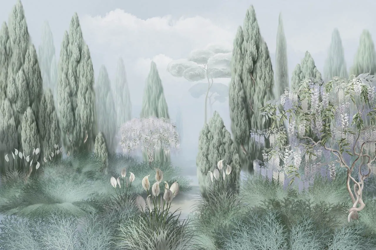 Фотообои в интерьере изумрудный лес  13-731 фото