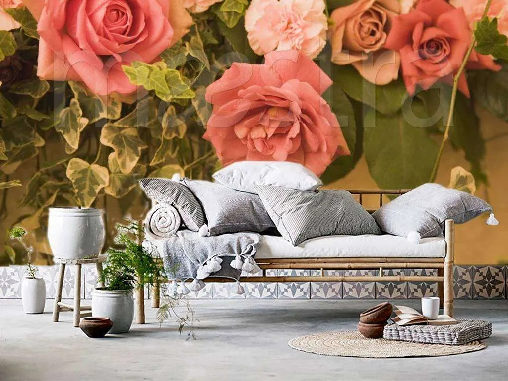 Фотообои Бесшовные обои на стену:  Розовые розы. Артикул: 3-200  