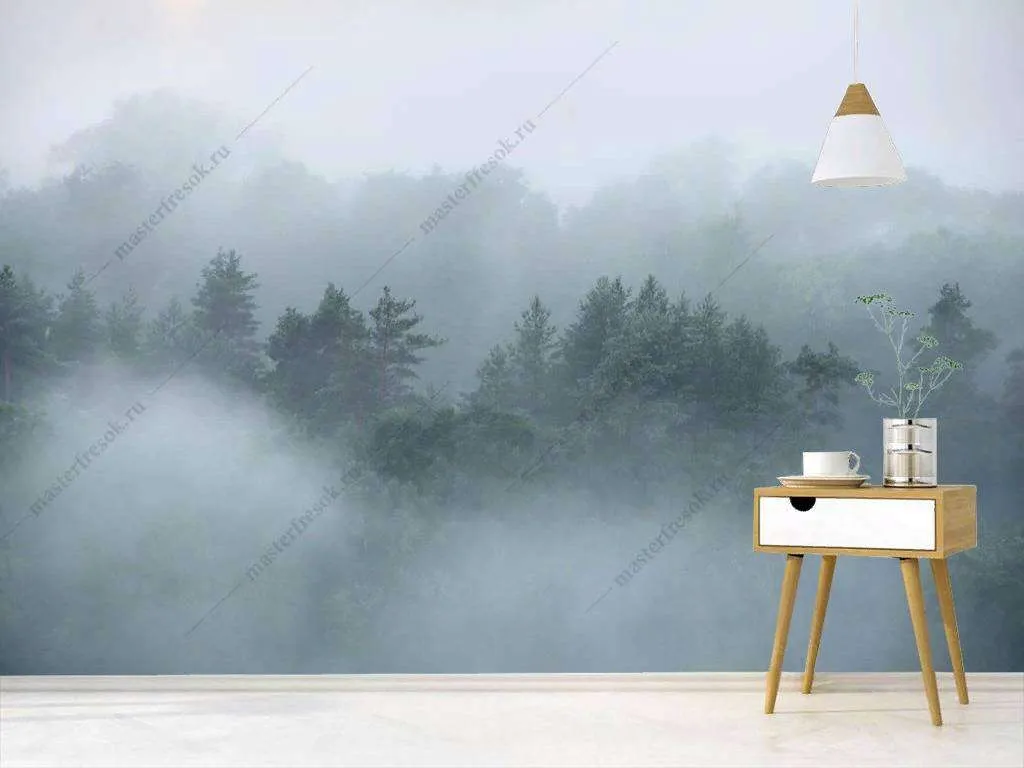 Фотообои в интерьере туманное утро  9-1164 фото
