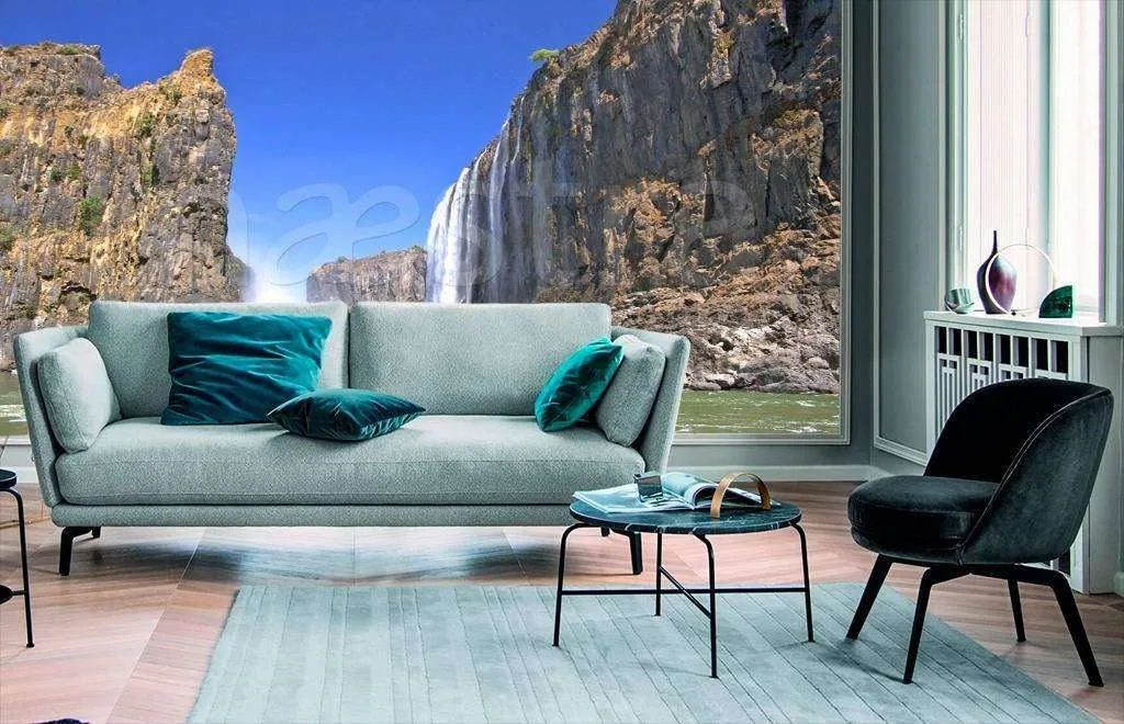 Фотообои в интерьере водопад между скал  9-858 фото