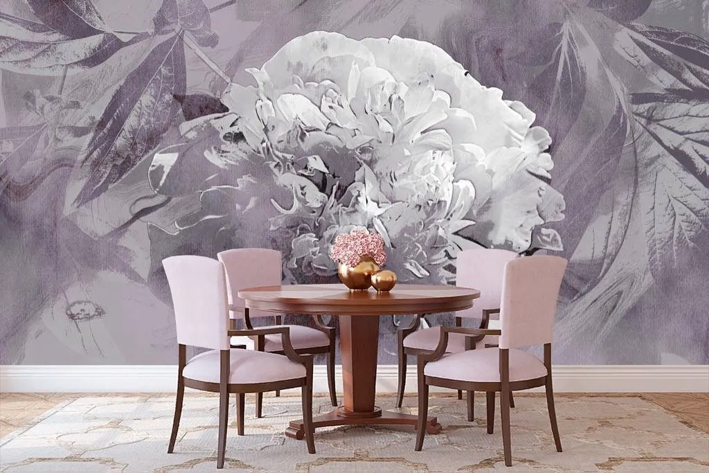 Фотообои в интерьере живописный пион  13-276 фото