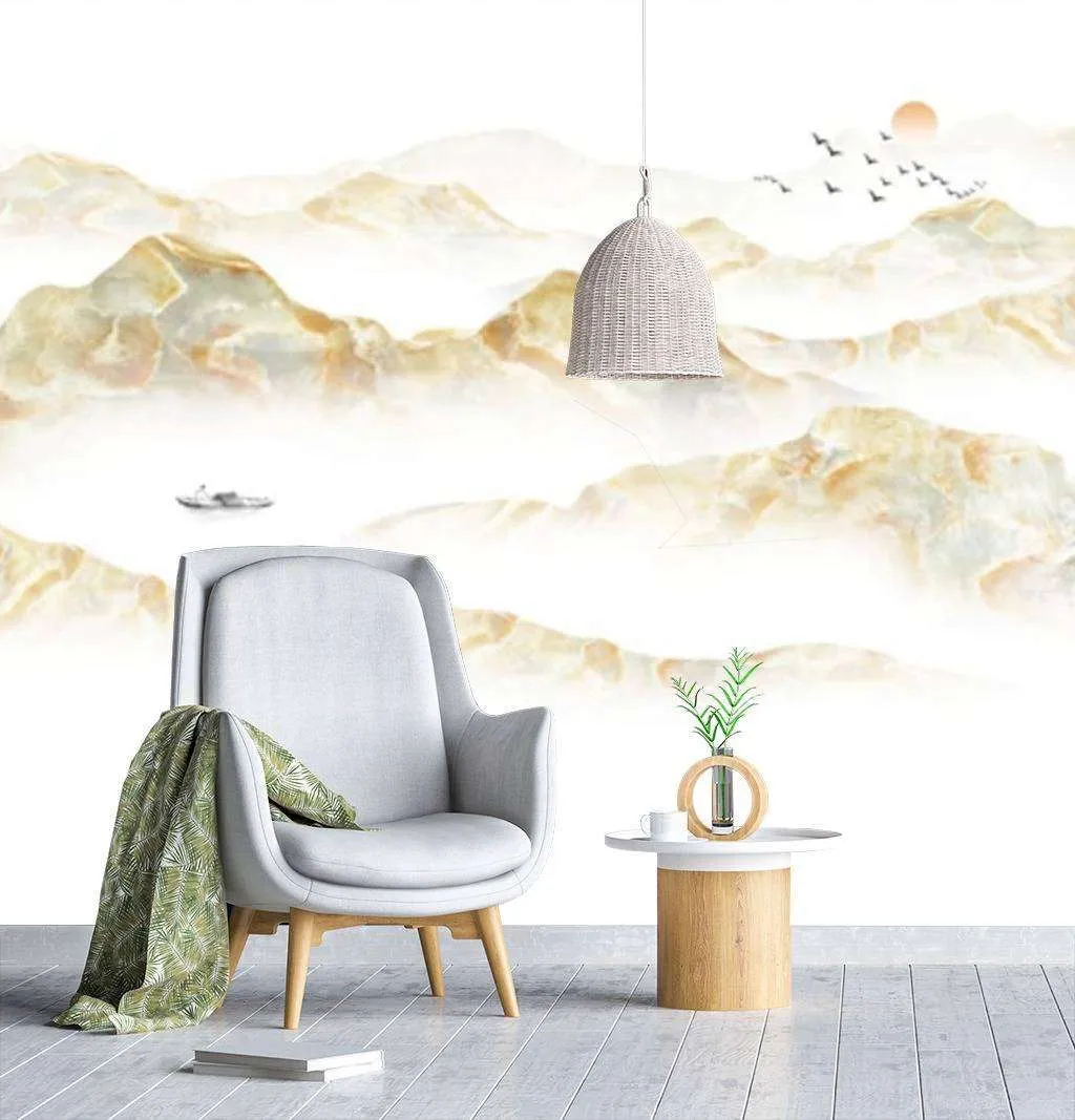 Фотообои в интерьере золотые горы  15-667 фото