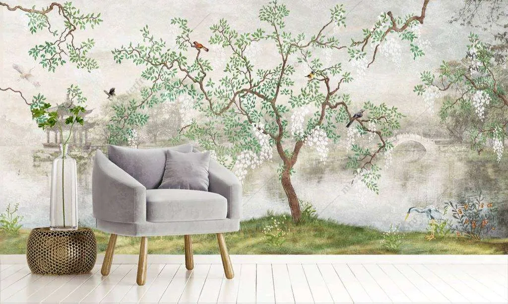 Фотообои в интерьере китайский пейзаж  10-755 фото