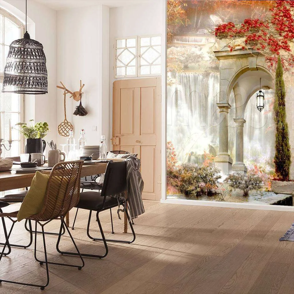 Фотообои Беседка с фонарем у водопада  5-115