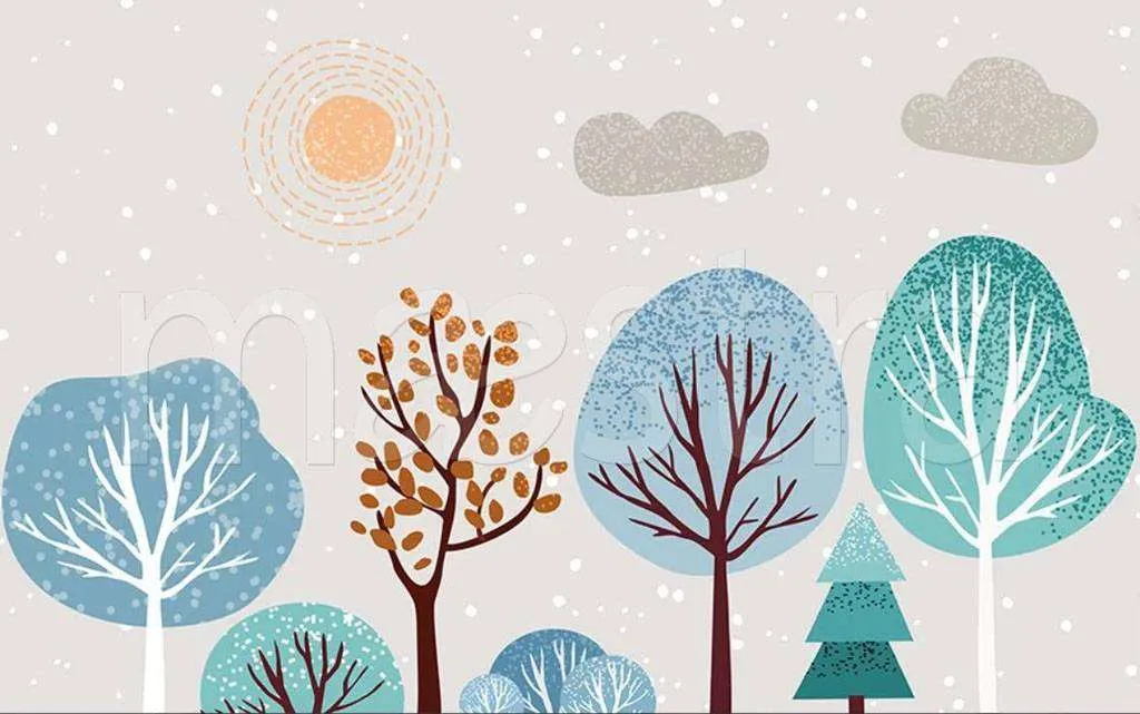 Фотообои в интерьере разноцветный лес  15-220 фото