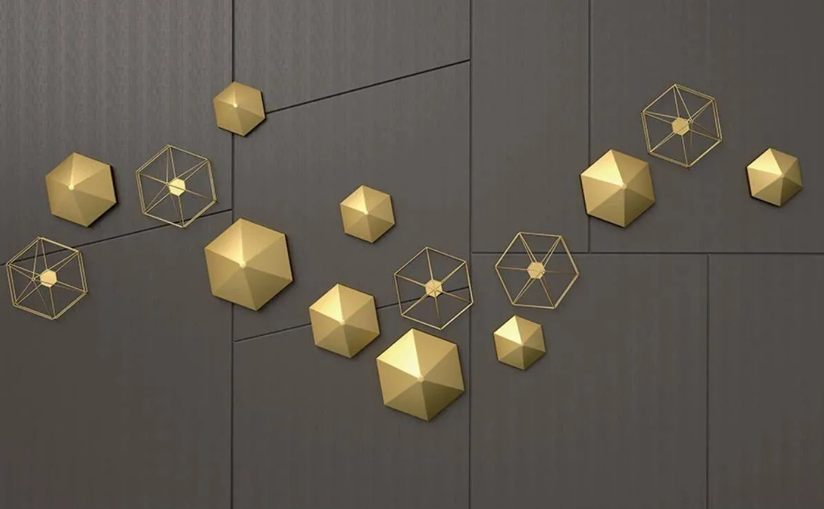 Фотообои в интерьере 3д золотые фигуры  15-391 фото