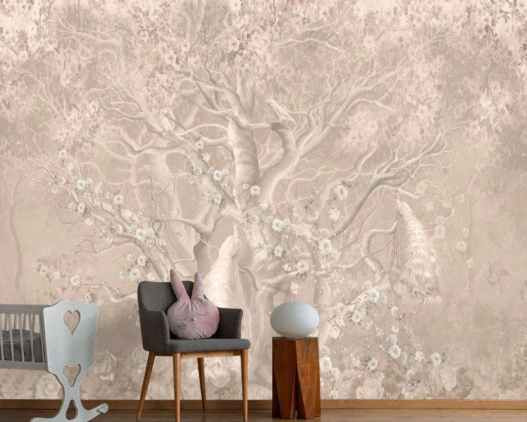 Фотообои в интерьере жар птицы и попугай  13-095 фото