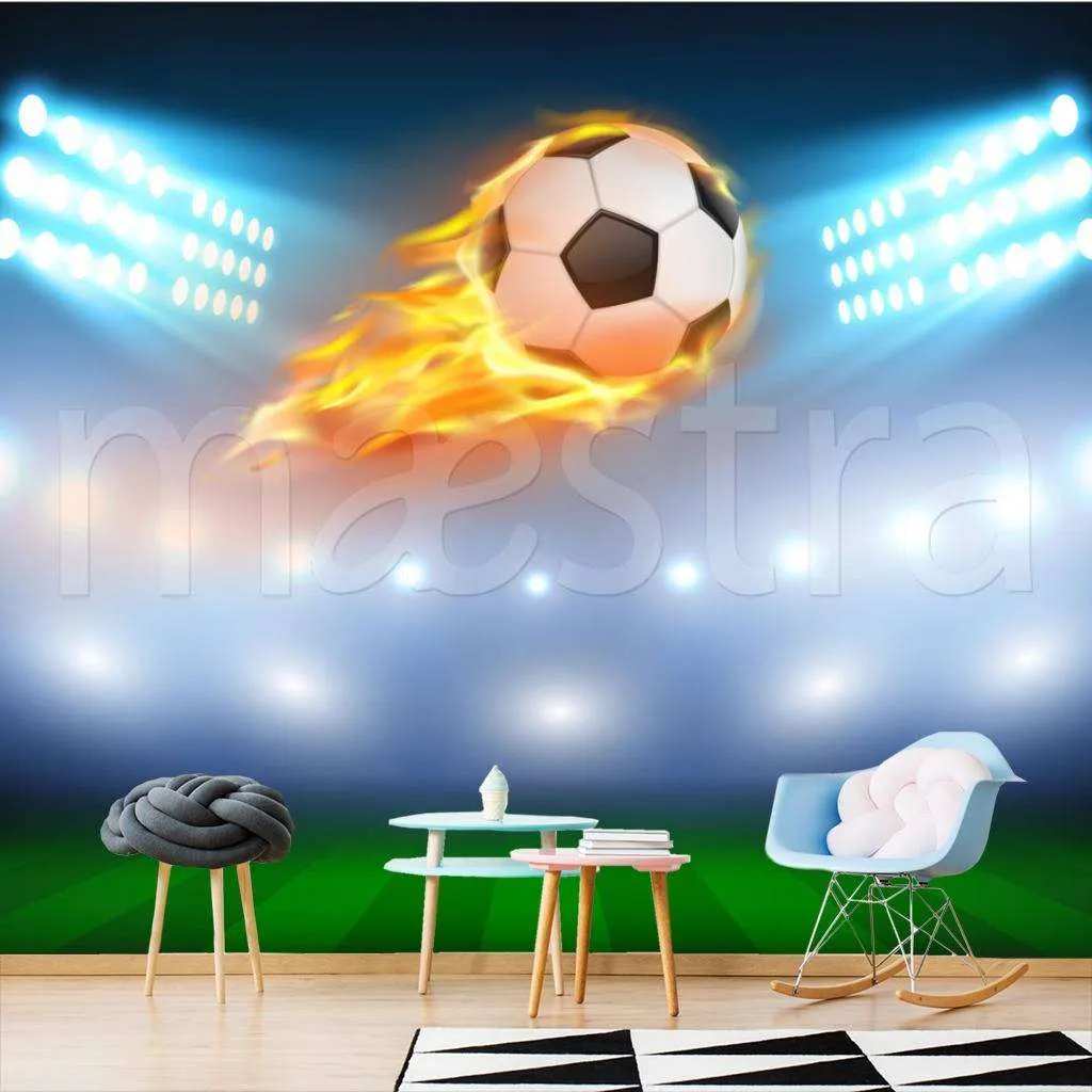 Фотообои Горящий мяч над полем  12-520