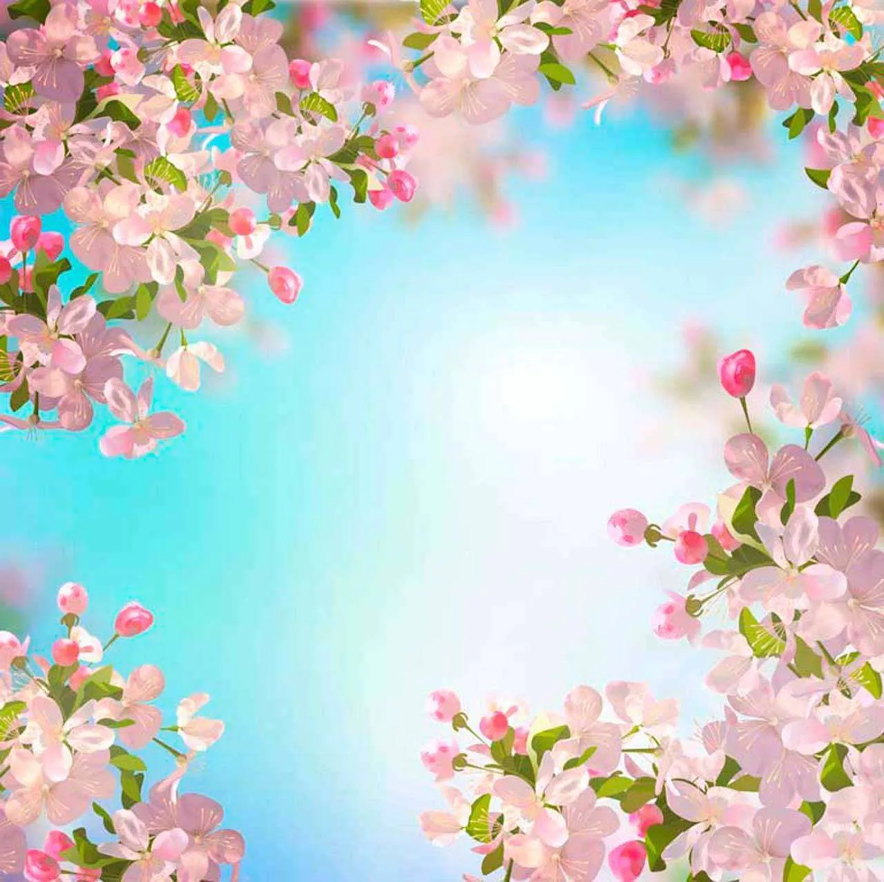 Фотообои в интерьере веточки сакуры на голубом фоне  10-118 фото