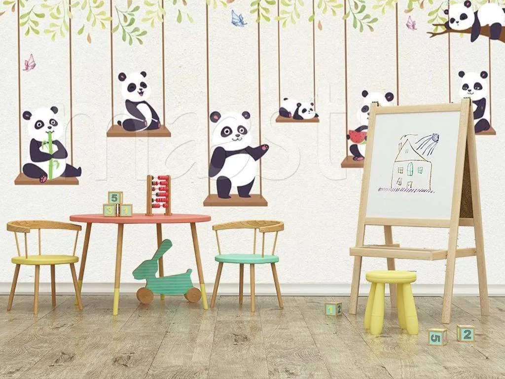 Фотообои Панды на качелях  15-058