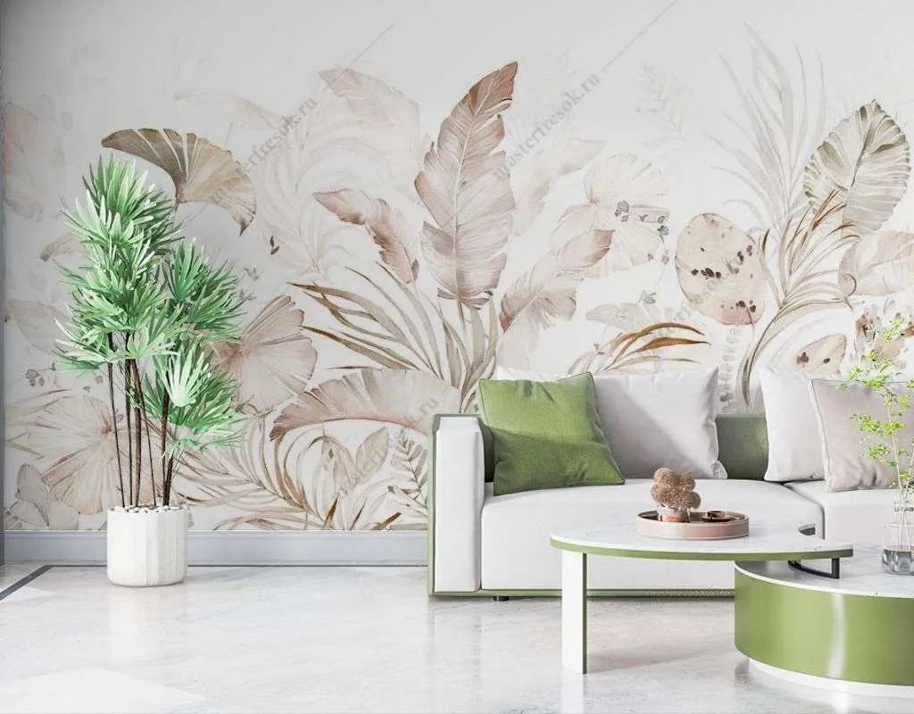 Фотообои в интерьере тропическая растительность  9-1726 фото