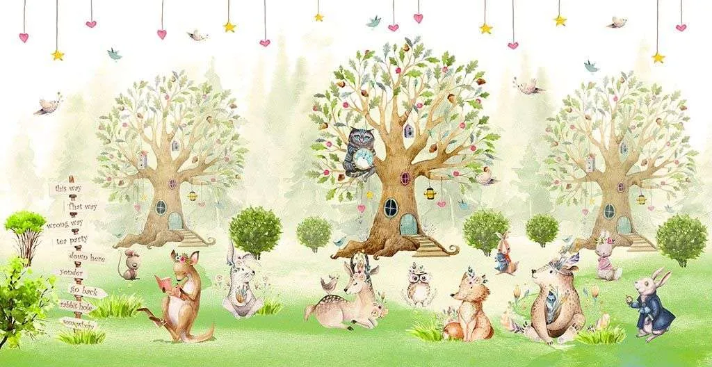 Фотообои в интерьере зверюшки на опушке  14-461 фото