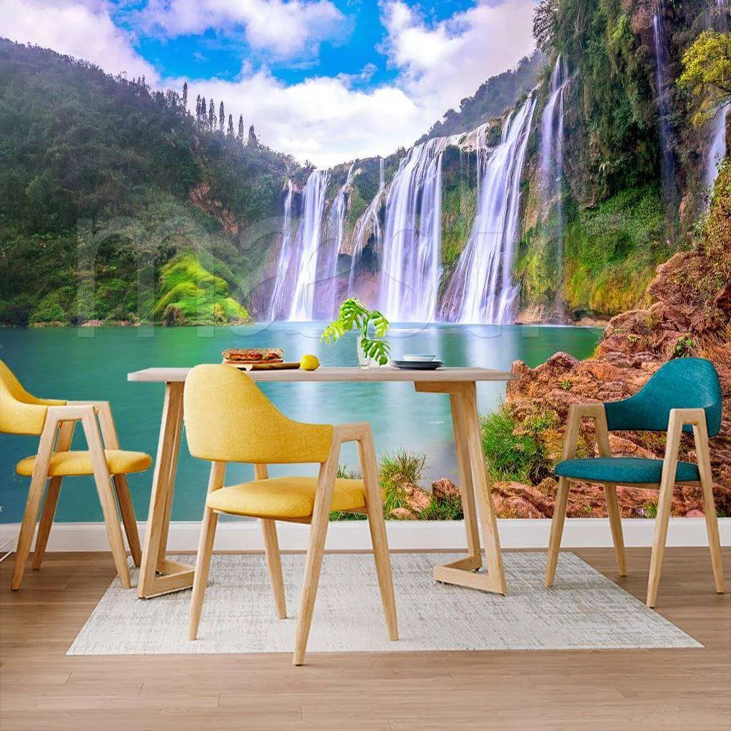 Фотообои в интерьере водопад цзюлун в луопинсянь, китай  9-886 фото