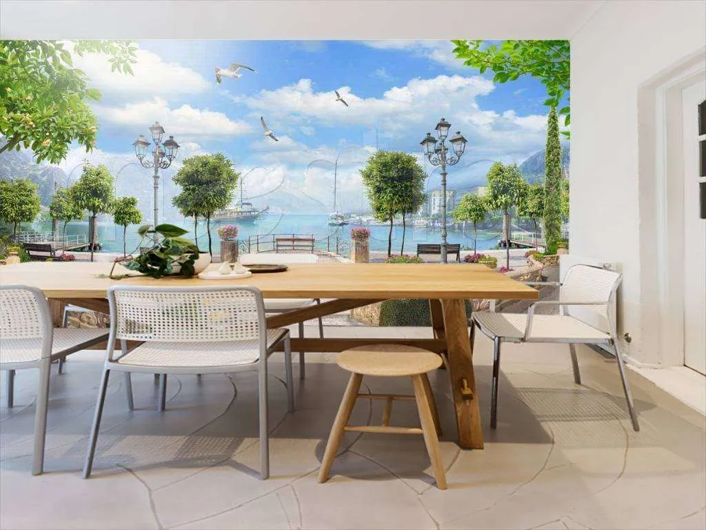 Фотообои в интерьере панорама с видом на море  7-279 фото