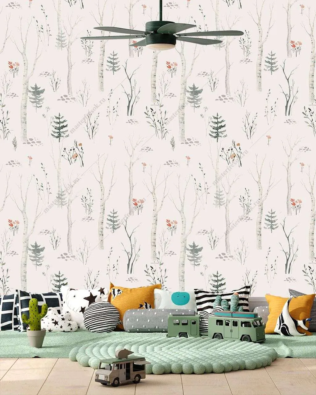 Фотообои в интерьере фоновый лес  14-222 фото