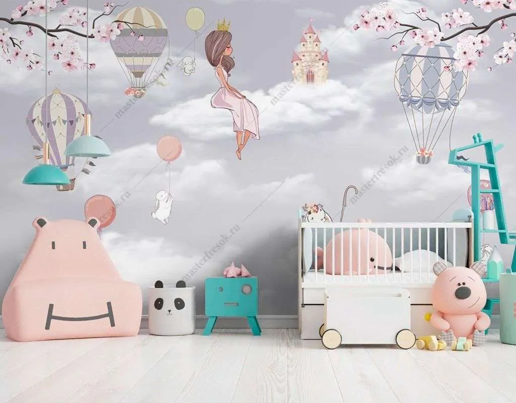 Фотообои в интерьере принцесса в облаках  14-652 фото