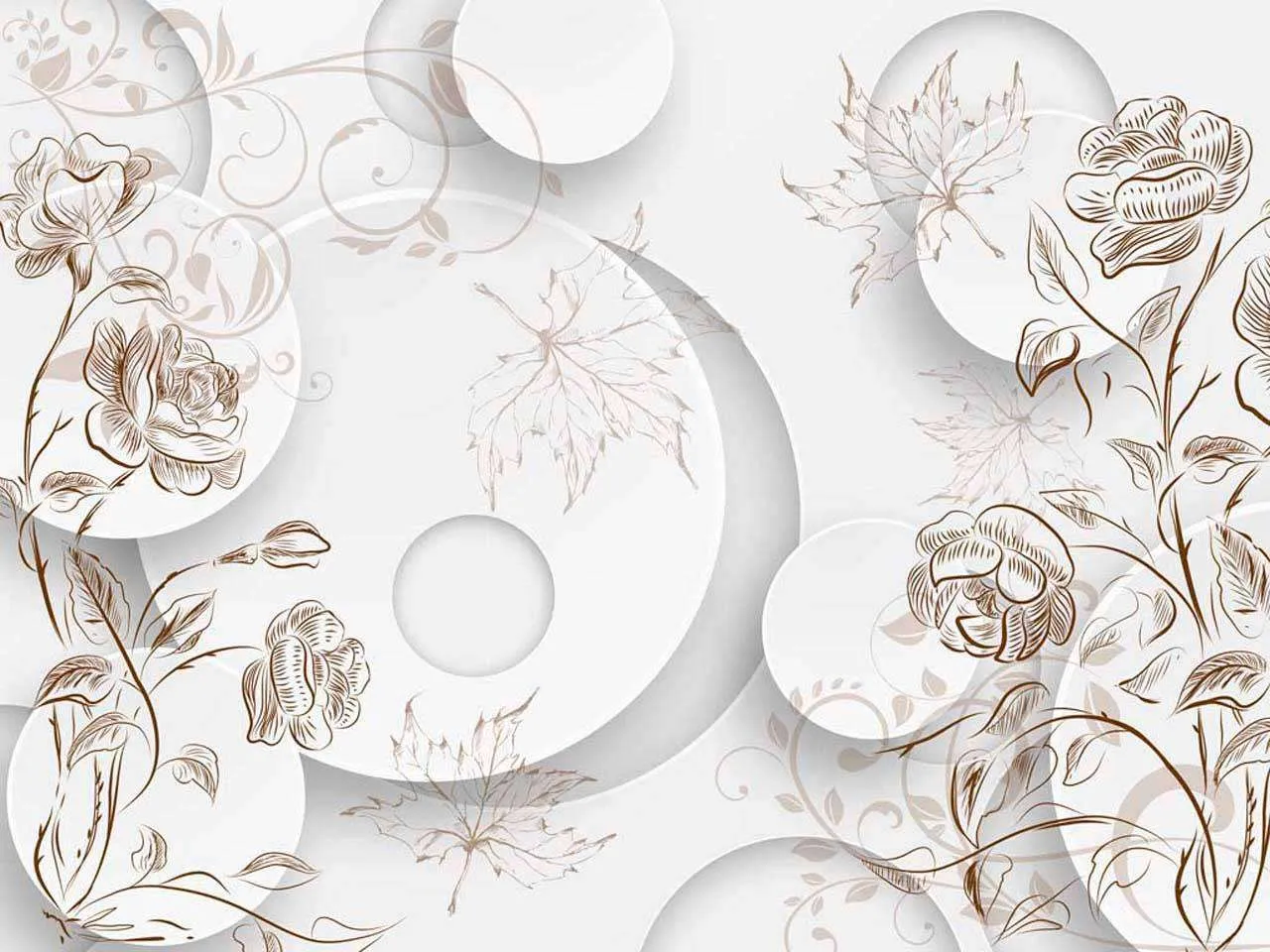 Фотообои в интерьере 3д цветы графика  7-836 фото