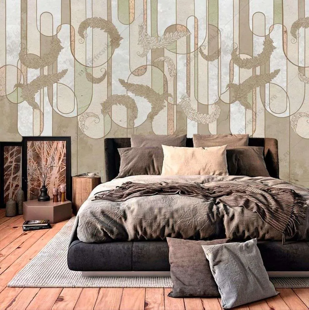 Фотообои в интерьере абстрактные перья  9-1469 фото