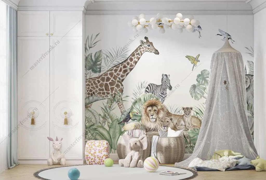 Фотообои в интерьере детская сафари джунгли  14-452 фото
