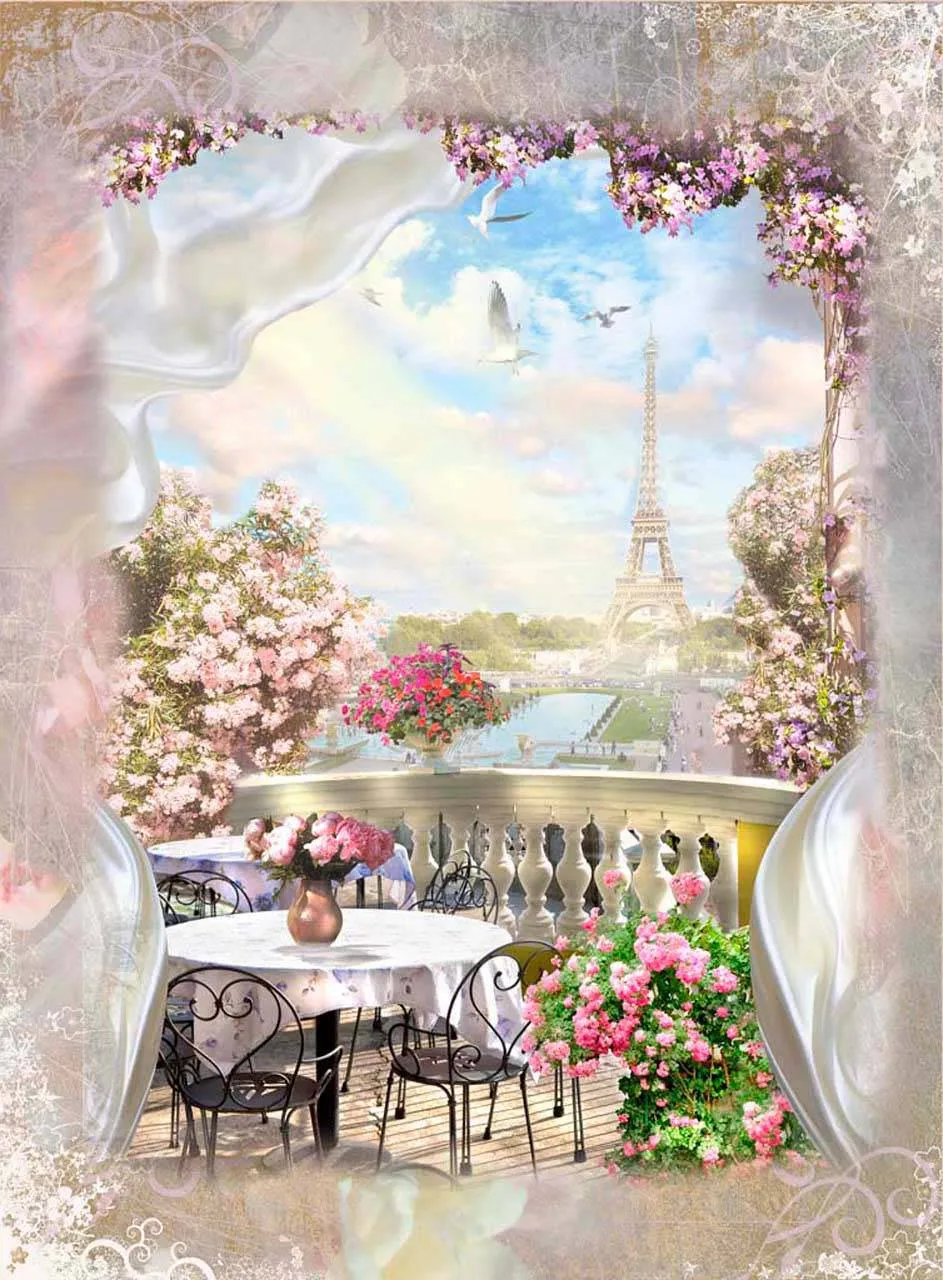 Фотообои в интерьере завтрак в парижском кафе  5-068 фото