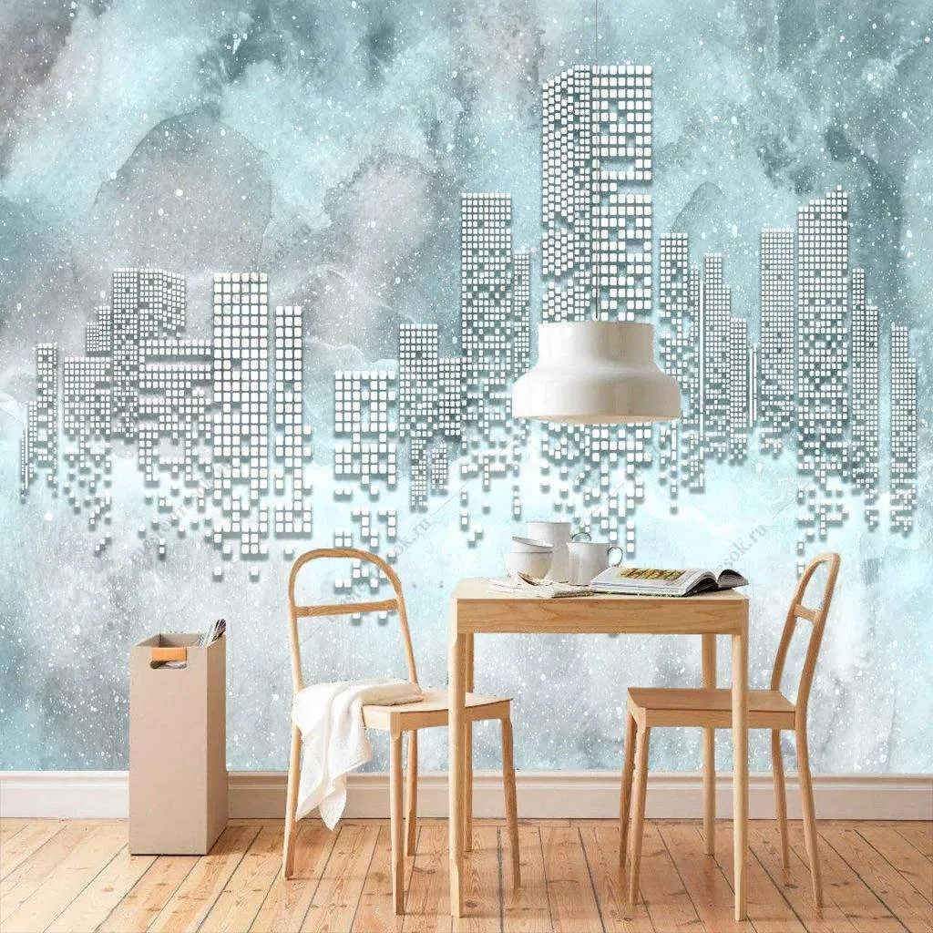 Фотообои в интерьере абстрактные высотки  9-1204 фото