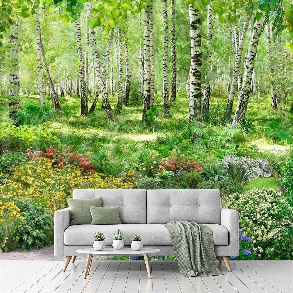 Фотообои Бесшовные обои на стену:  Березовый лес. Артикул: 7-161  