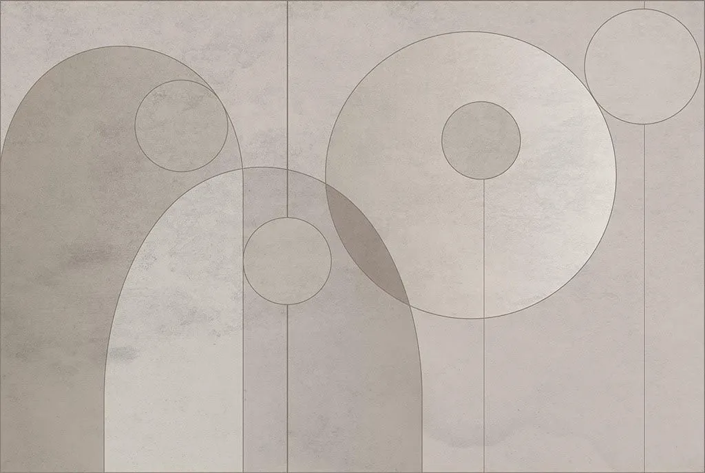 Фотообои в интерьере абстракция бежевые геометрические фигуры  9-1812 фото