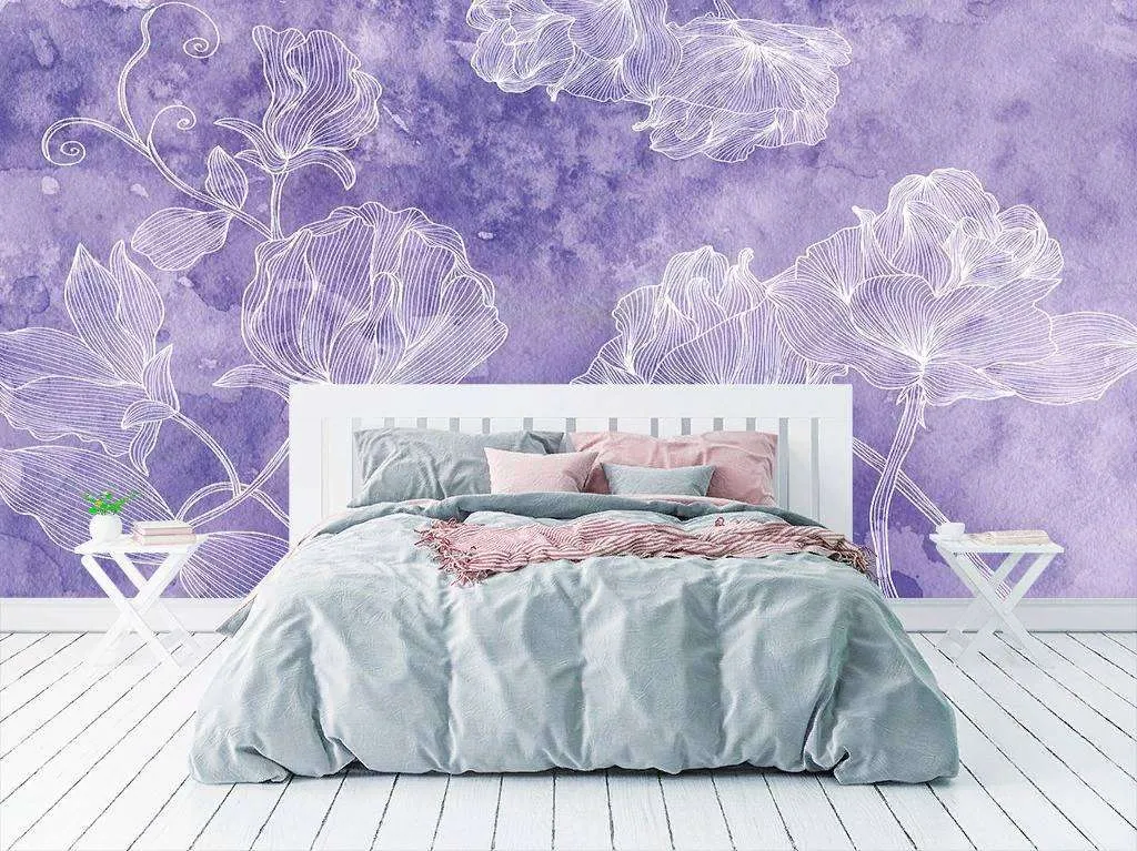 Фотообои в интерьере сиреневые кружева  14-089 фото