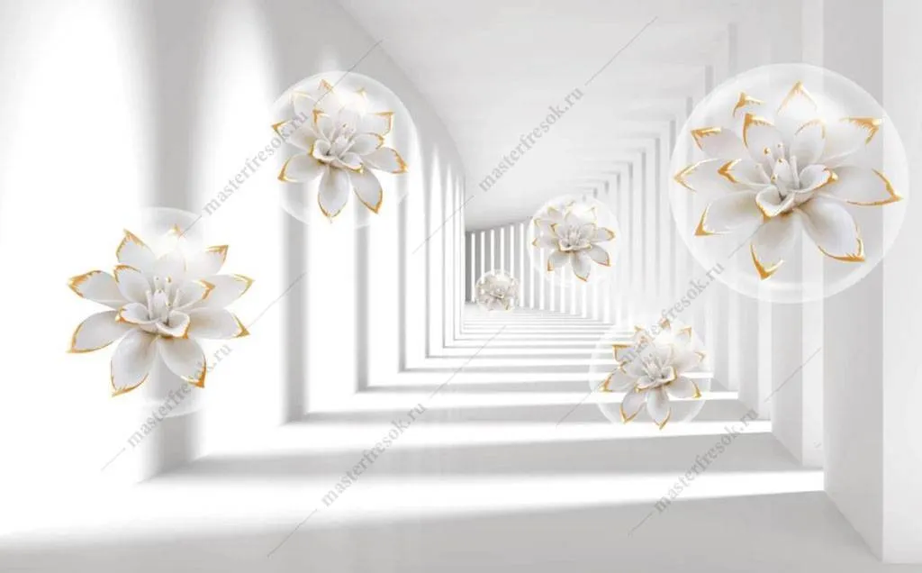 Фотообои в интерьере розы 3д в шаре  16-191 фото