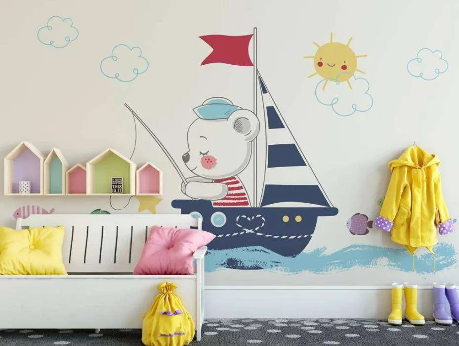 Фотообои в интерьере веселая рыбалка  15-228 фото