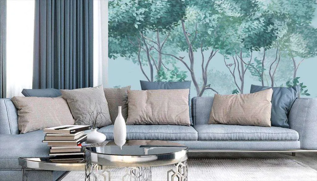 Фотообои в интерьере деревья зеленые  13-234 фото