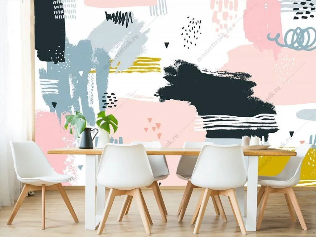 Фотообои в интерьере мазки кистью  9-1130 фото