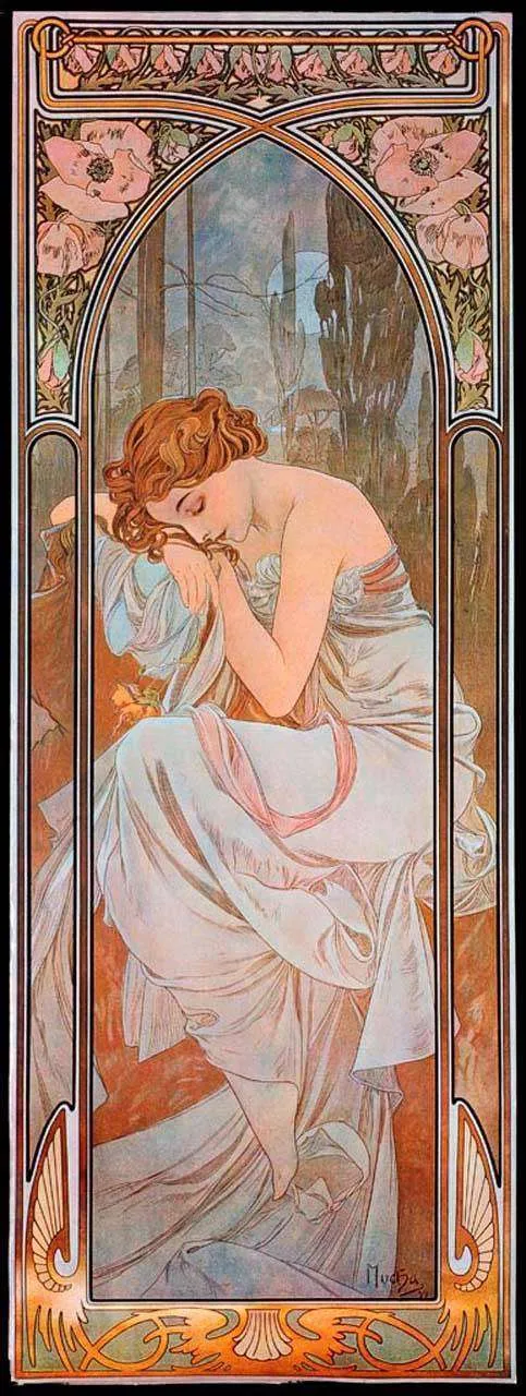 Фотообои в интерьере альфонс мариа муха – отдых, ночь  8-184 фото