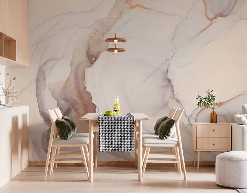 Фотообои Бесшовные обои на стену:  Флюид арт бежевый. Артикул: 9-1554  