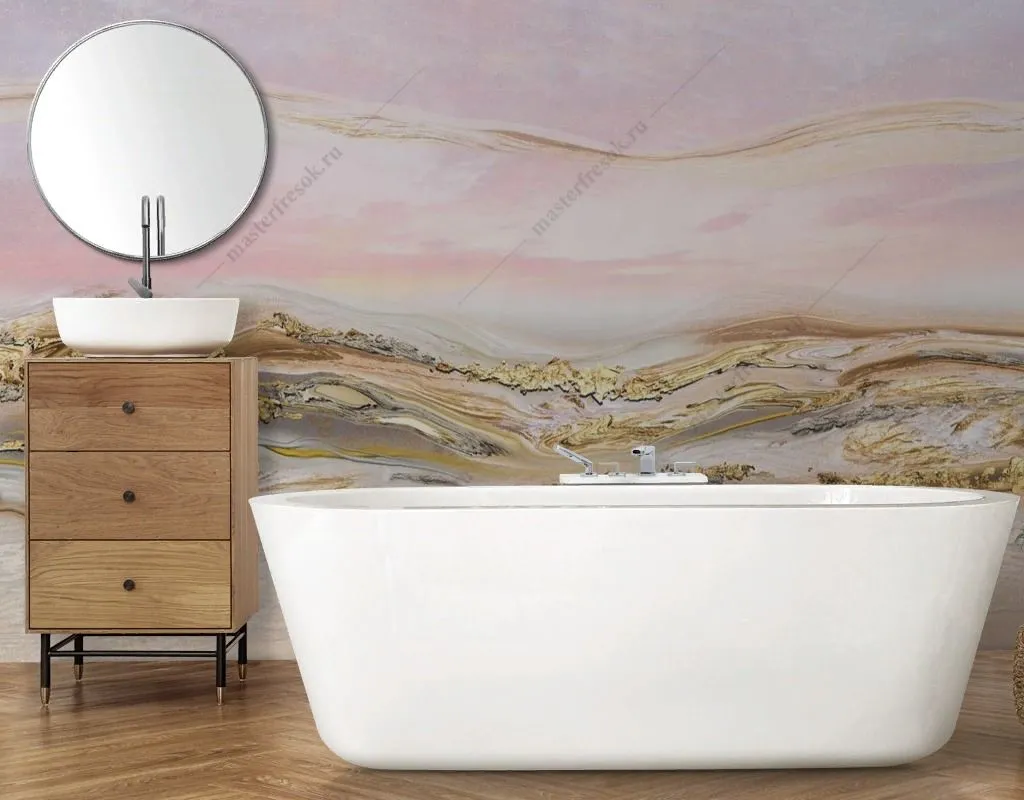 Фотообои в интерьере розовое золото  13-582 фото