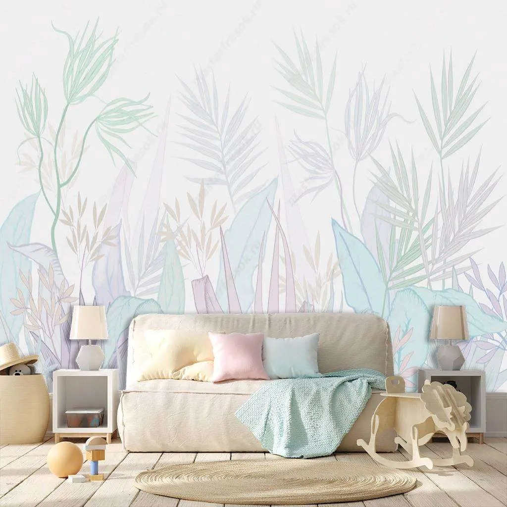 Фотообои в интерьере ботаника светлая  13-224 фото