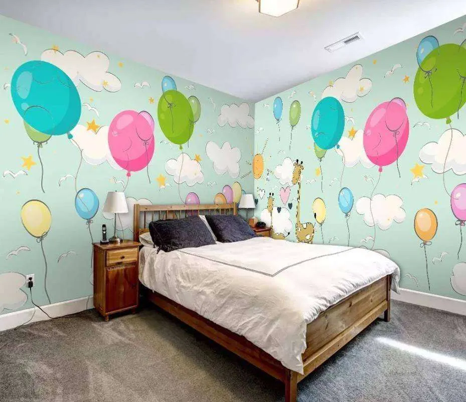 Фотообои в интерьере запускаем воздушные шарики  15-256 фото