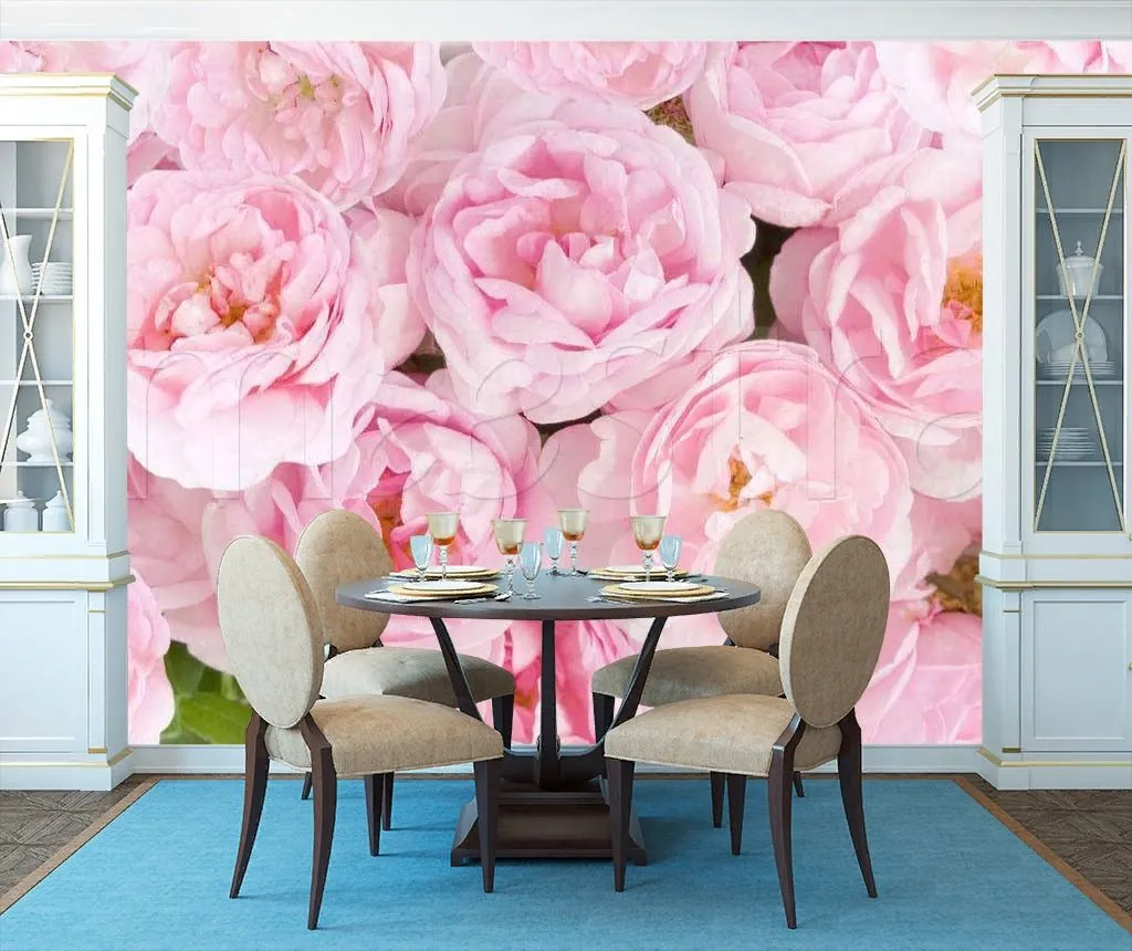 Фотообои в интерьере розовый букет  9-099 фото