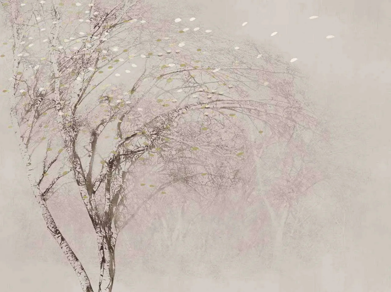 Фотообои в интерьере дерево играет с ветром  7-686 фото