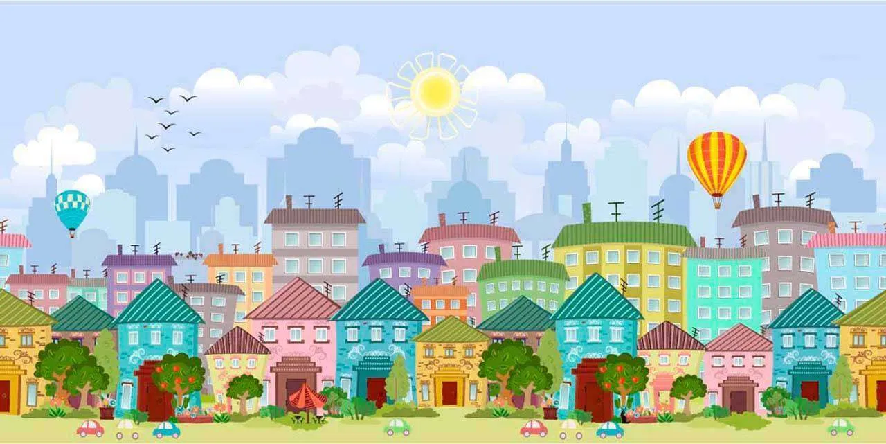 Фотообои в интерьере город на синем фоне  12-352 фото