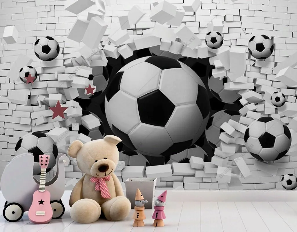 Фотообои в интерьере фтбольный стиль 3d  10-986 фото