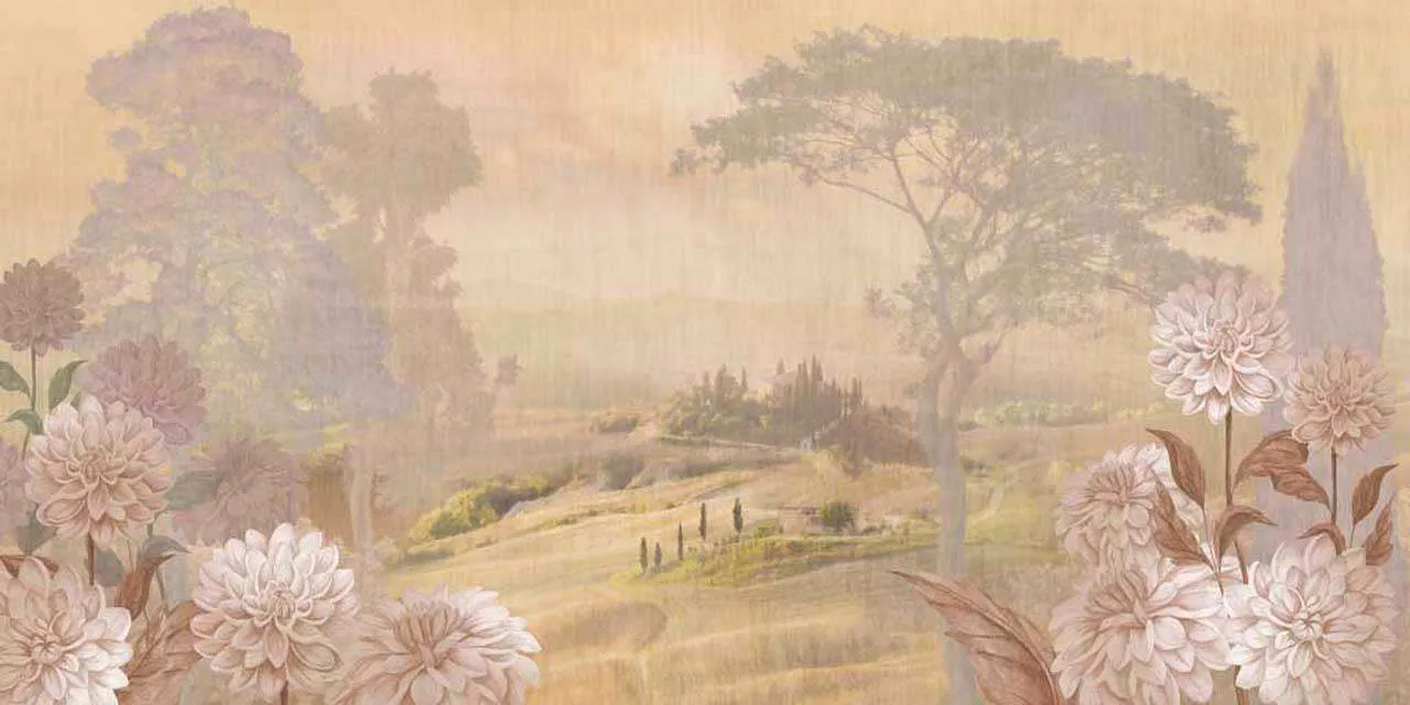 Фотообои в интерьере тропинка вдоль полей  7-448 фото