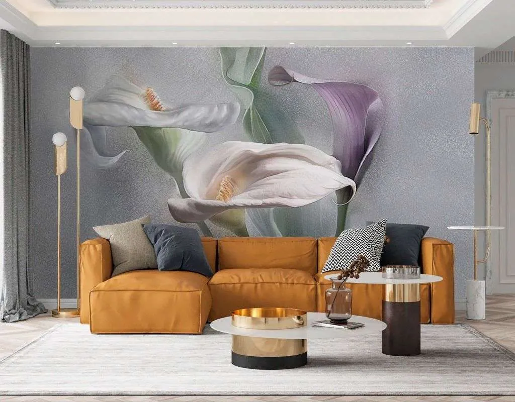 Фотообои в интерьере экибана с каллами  13-509 фото