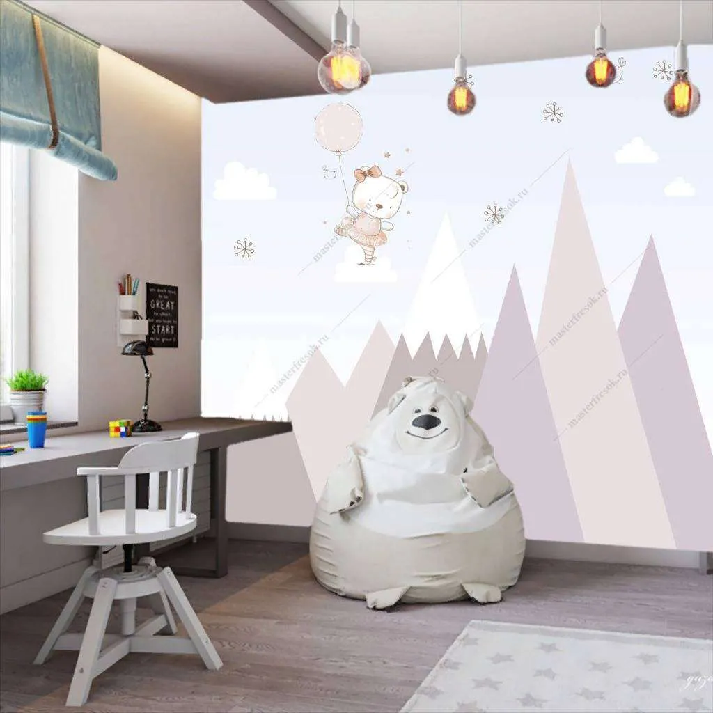 Фотообои в интерьере горы пудровые  12-834 фото