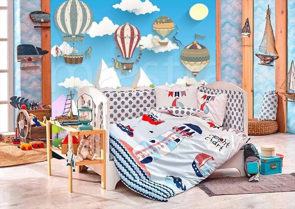 Фотообои в интерьере город с воздушными шарами  7-622 фото