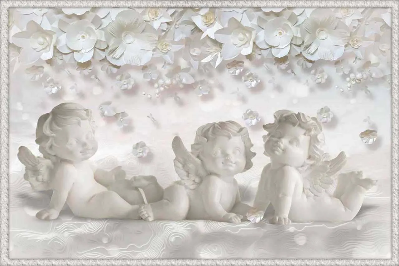 Фотообои в интерьере фигурки ангелов  7-454 фото