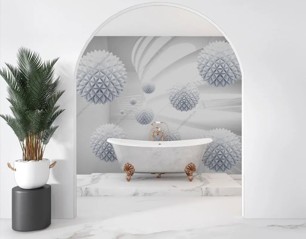 Фотообои в интерьере колючие сферы  14-295 фото