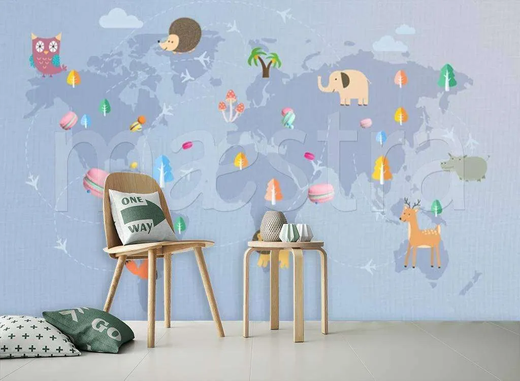 Фотообои в интерьере карта детская без названий  15-133 фото