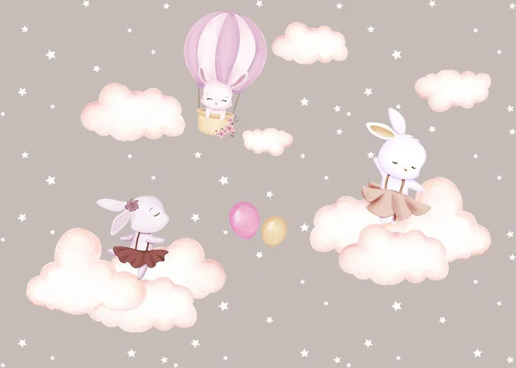 Фотообои в интерьере зайки на облачках  14-310 фото